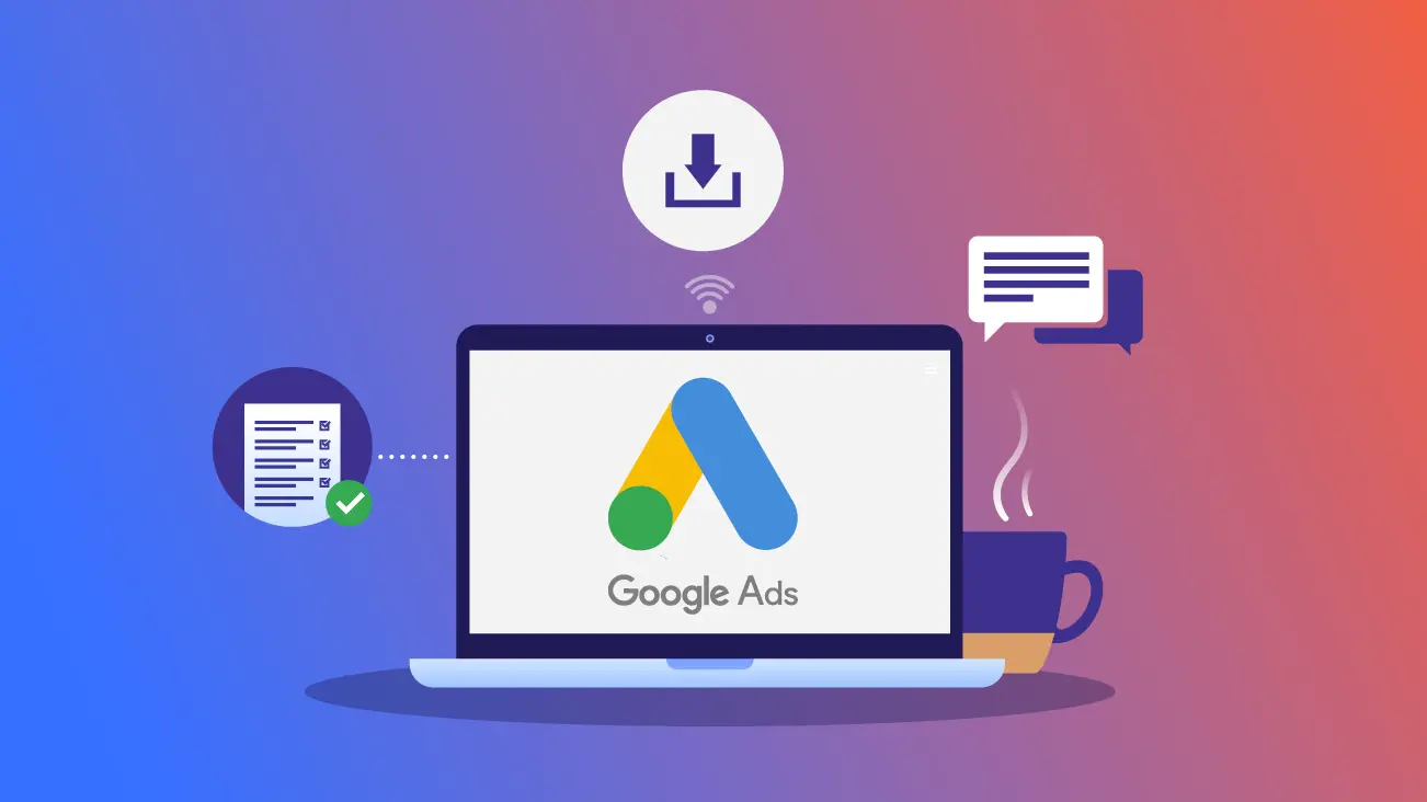 Laptop showing a Google Ads campaign dashboard