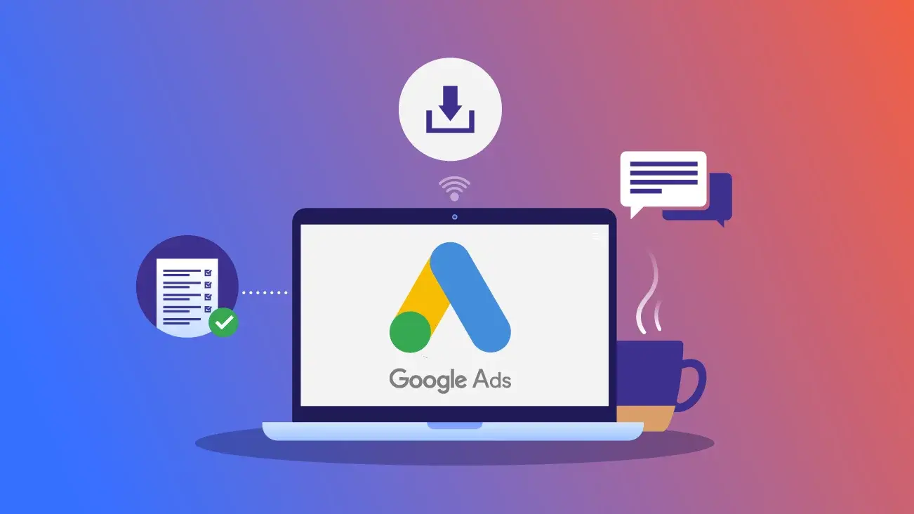Laptop displaying a Google Ads dashboard